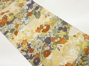 唐織秋草に蝶模様織出し袋帯